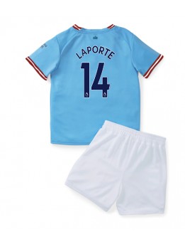 Manchester City Aymeric Laporte #14 Heimtrikotsatz für Kinder 2022-23 Kurzarm (+ Kurze Hosen)